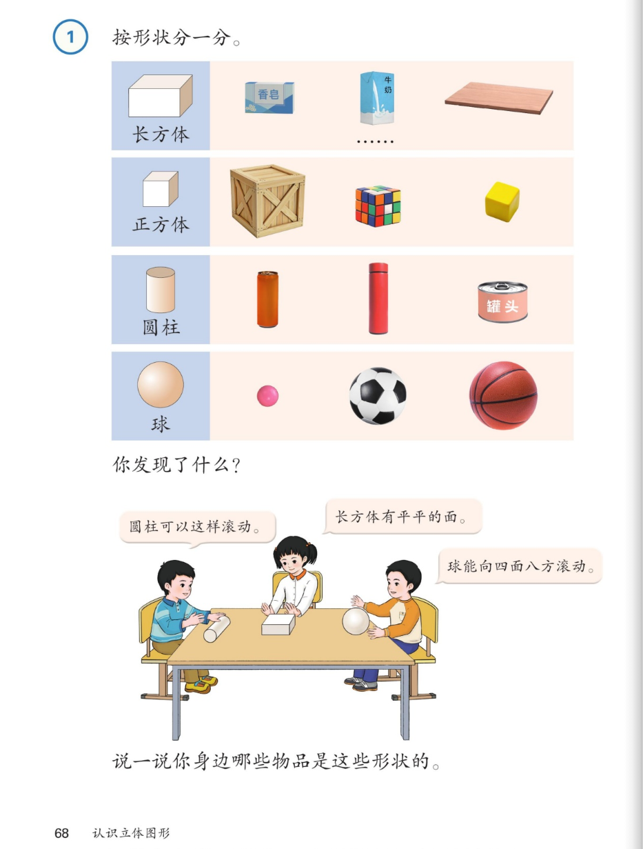 例1 按形状分一分